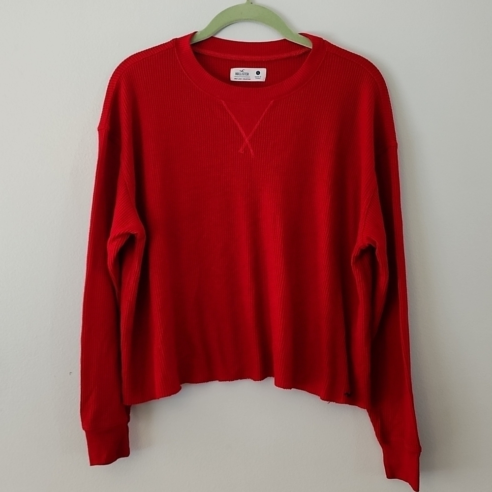 Hollister Red Pajama Crop Top Small - Picture 1 of 7